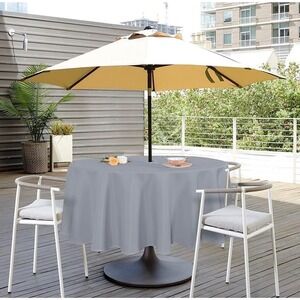 Outdoor‎ Tablecloth Round Waterproof Patio Table Cover with Umbrella Hole Gray